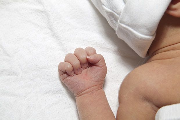 A close up of an infant